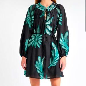 NWT Ceibon Black and Teal Midi Dress M